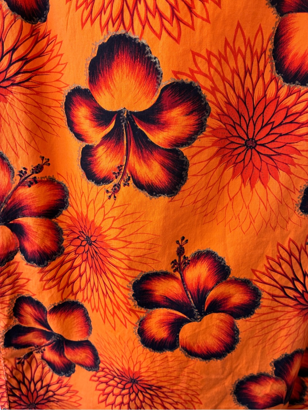 Vintage 1960s Hawaiian Hibiscus Print Orange Maxi Dress - Picture 4 of 11